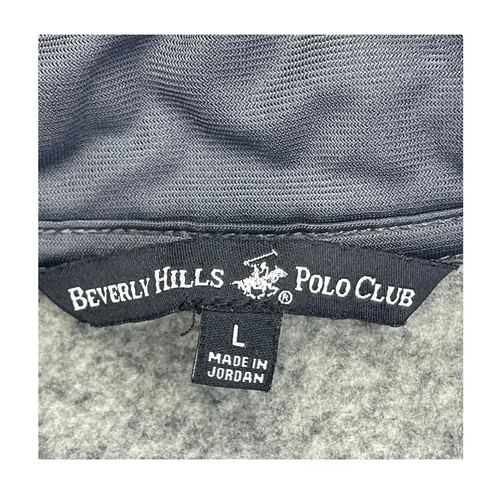 Beverly Hills Polo Club Vest Men's Large Heather Gray Pockets Mock Neck Full Zip - Picture 3 of 6